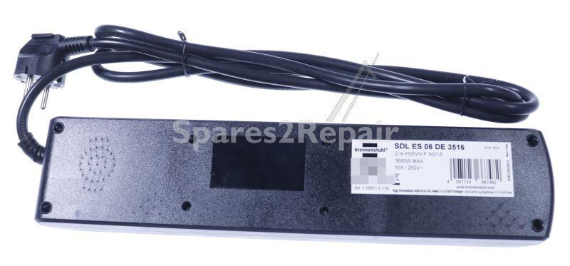 Brennenstuhl 6 Way Socket Outlet Switch - Steckdosenleite Einzeln Schaltbar 6-fach, 2m, H05vv-f 3g1,5, Schwarz