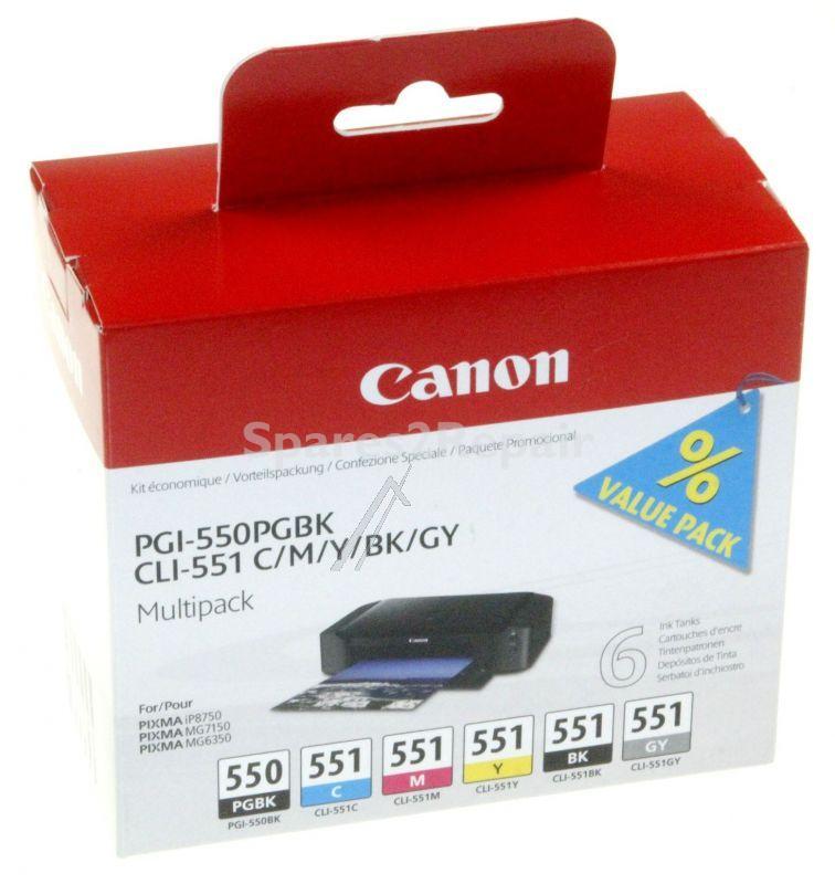 Canon Cartridge - Pgi550xl-cli551 6496b005 Ink Cartridges Multipack Cmykgy