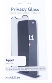 Mobilize Display Protective Film - 57769 Mobilize Privacy Glass Display Protection - Black Frame - For Apple Iphone 15-16