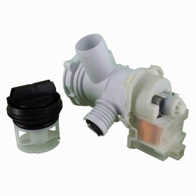 Compatible for Hotpoint AQ, HULT, IWB, IWC, IWD, IWE, WMA, WML, WME, WMF, WMS, WMY, XWS; Indesit IWB, IWC, IWE, IWS, WIXXE, XWE Series Washing Machine Drain Pump Base & Filter Housing Assembly (220V-240V, 50Hz)